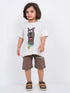 Oversized Scooby Vibes Cotton Short Set (Off-White & Brown)